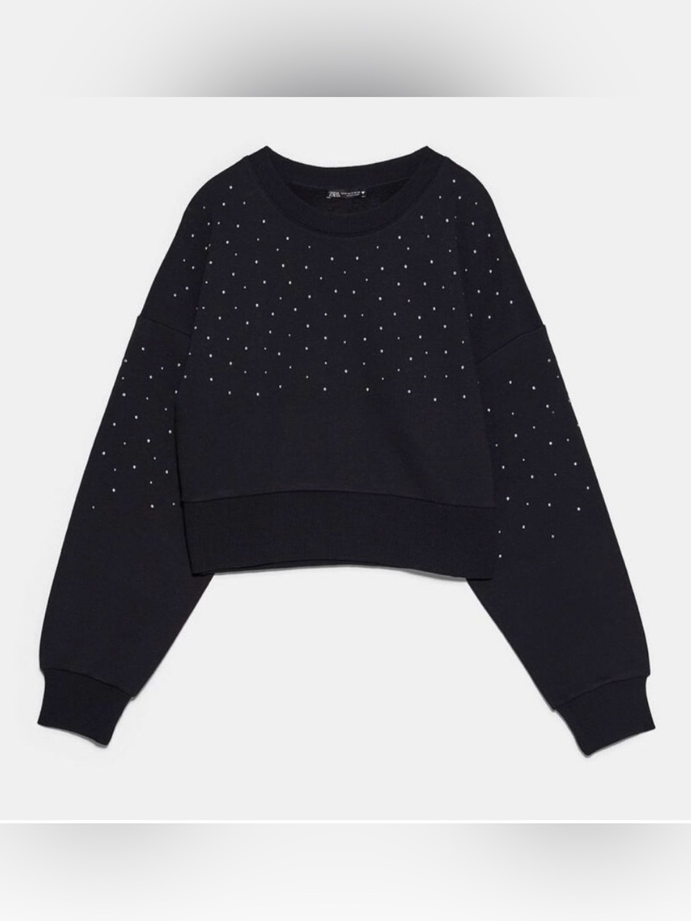 Zara Studded Black Cropped Sweatshirt